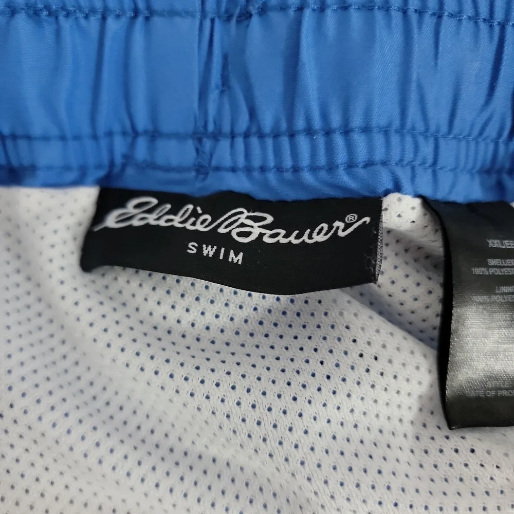 Eddie Bauer Men's Swim‎ Trunks 2XL Blue Drawstring Pocket Quick Dry Beach